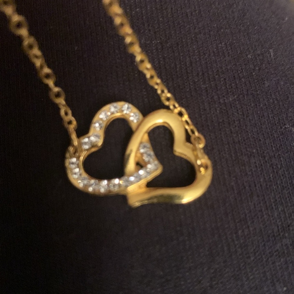 Elegant Gold and Silver Heart Necklace - Picture 7 of 8